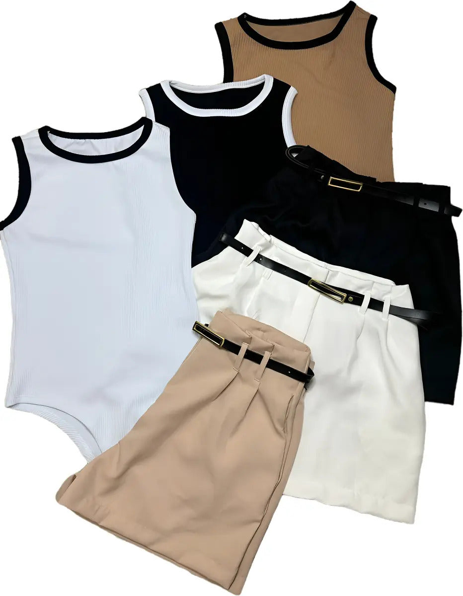 Kit 3 Shorts Feminino Social Alfaiataria 3 Bodys Canelado