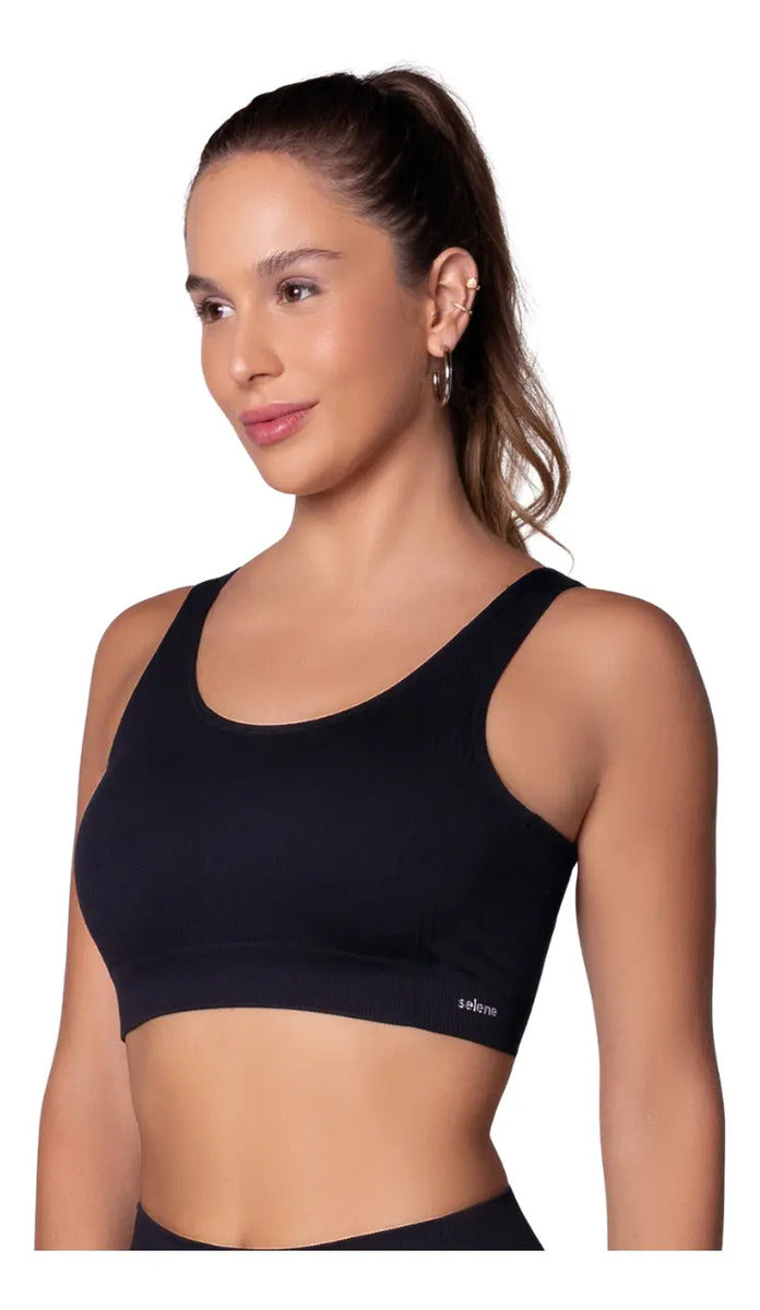 Top Nadador Canelado Sem Costura Fitness Academia Selene