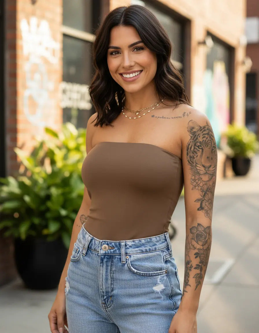 Blusa Top Faixa Tube Cropped Tomara Que Caia Duplo Suplex