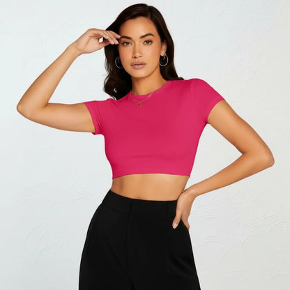 Top Cropped Feminino Básico Blusinha Academia Manga Curta