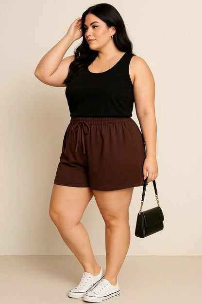 Shorts Plus Size Leve Feminino Cintura Alta