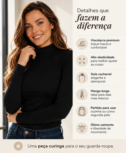 Blusa Feminina De Inverno Cacharrel Manga Longa Segunda Pele