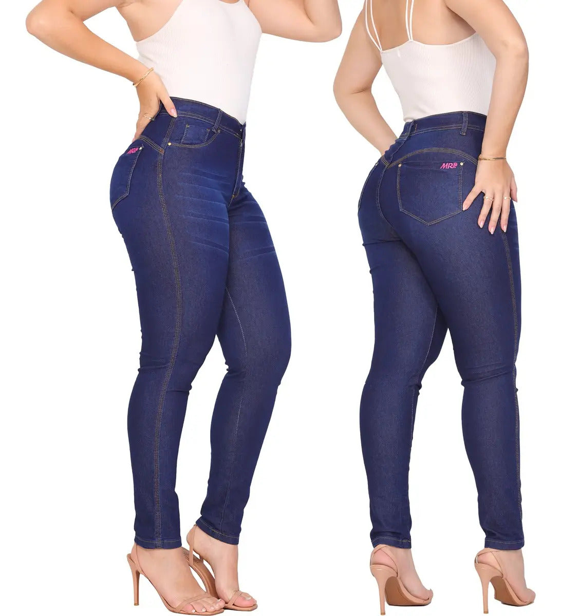 Kit 3 Calça Jeans Feminina Cintura Alta C/ Elastano Lycra