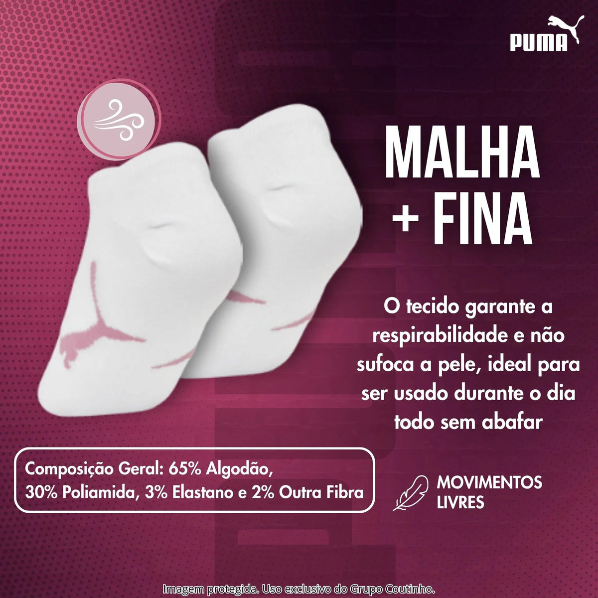 Kit 9 Pares Meias Invisível Puma Sapatilha Soquete Original