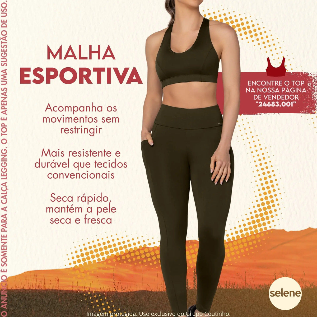 Legging Academia Corrida Com Bolso Selene Zero Transparência