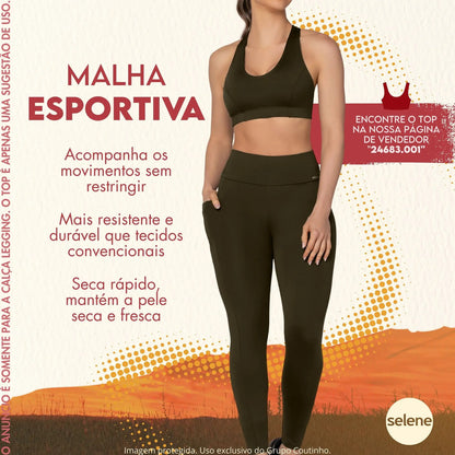 Legging Academia Corrida Com Bolso Selene Zero Transparência