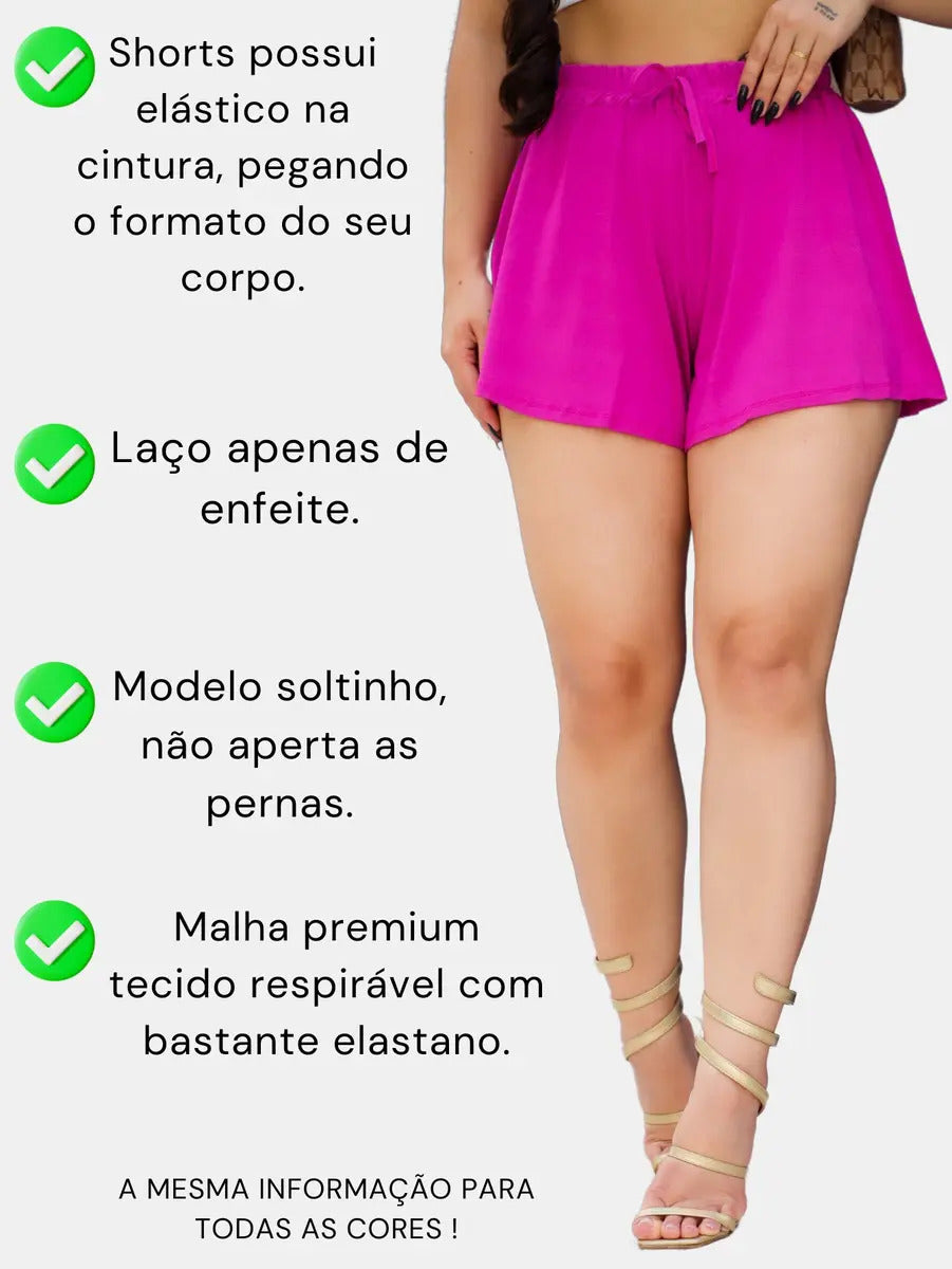 Shorts Godê Feminino Cintura Alta Em Viscolycra Soltinho