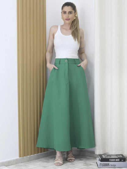 Saia Feminina Longa Design Saiaxshort Botao Cinto - Ma 7106