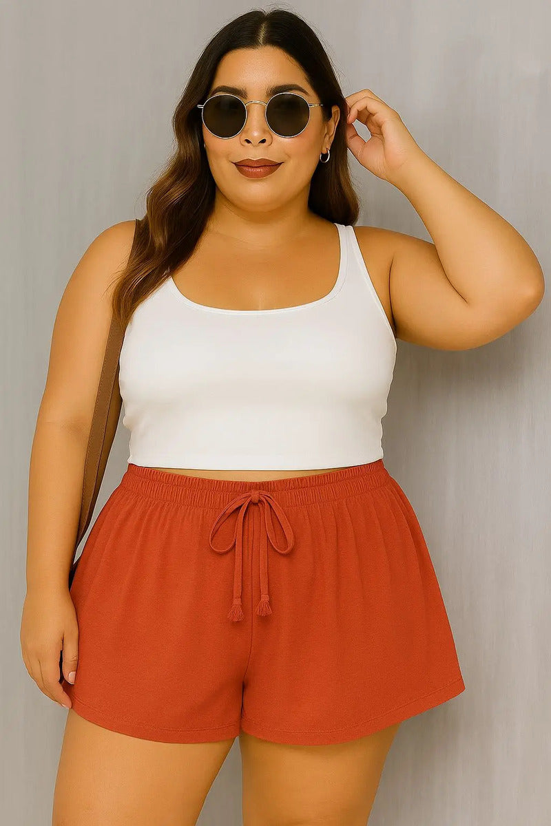 Shorts Plus Size Leve Feminino Cintura Alta