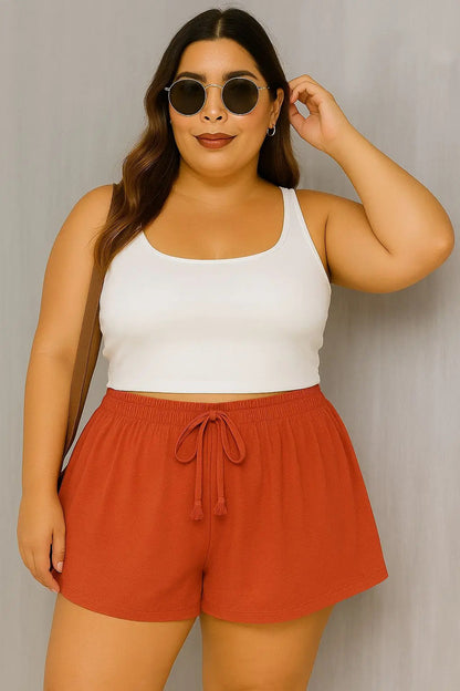 Shorts Plus Size Leve Feminino Cintura Alta
