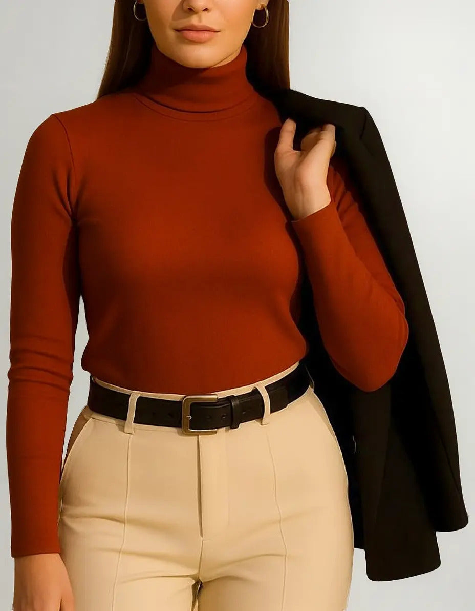 Blusa Cacharrel Feminina Inverno Gola Alta Viscolaycra Cores