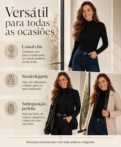 Blusa Feminina De Inverno Cacharrel Manga Longa Segunda Pele