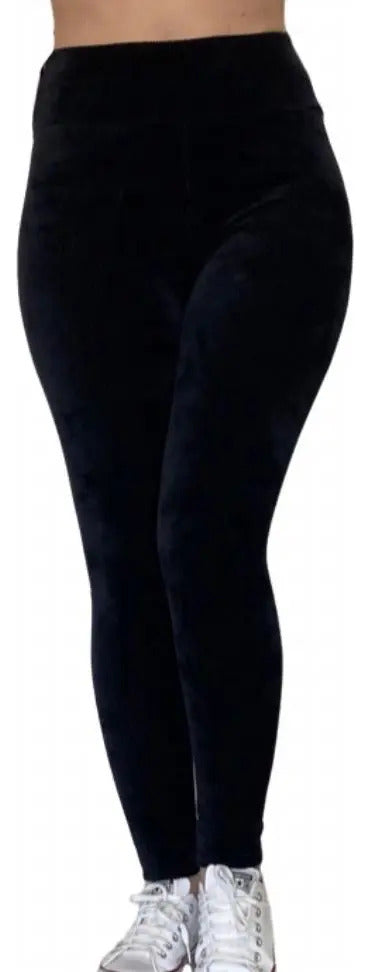 Calça Legging Veludo Cotelê Com Bolso Cós Alto Inverno