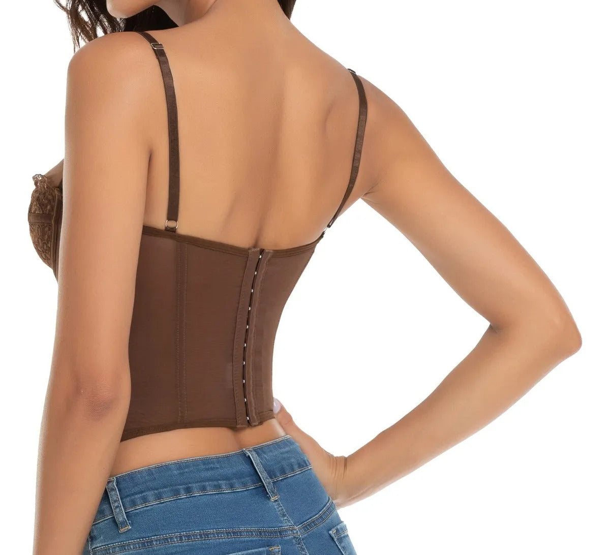 Cropped Corset Renda Ajustavel Top Curto E Sexy Com Alça