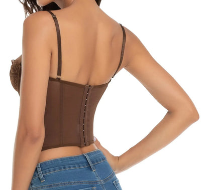 Cropped Corset Renda Ajustavel Top Curto E Sexy Com Alça