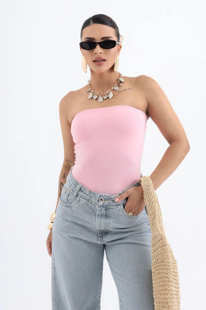Top Tube Poliamida Forrada Tomara Que Caia Cropped Moda