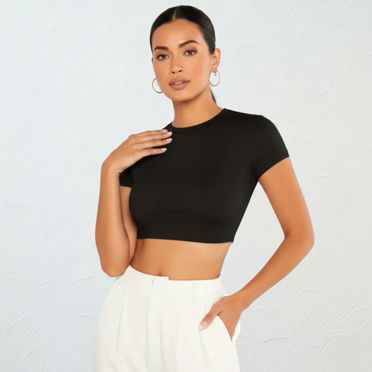 Top Cropped Feminino Básico Blusinha Academia Manga Curta