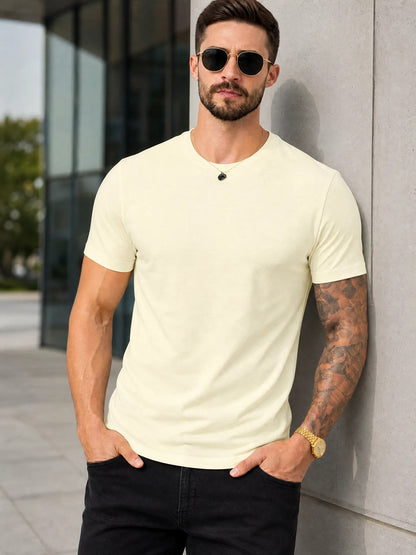 Camiseta Basica Masculina Algodão Lisa Malha Peruana Premium