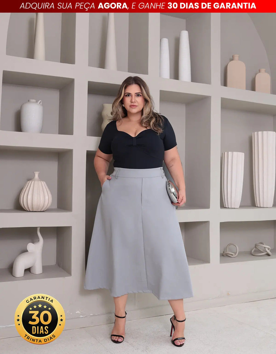 Saia Alfaiataria Feminina Plus Size Midi Evangélica Casual