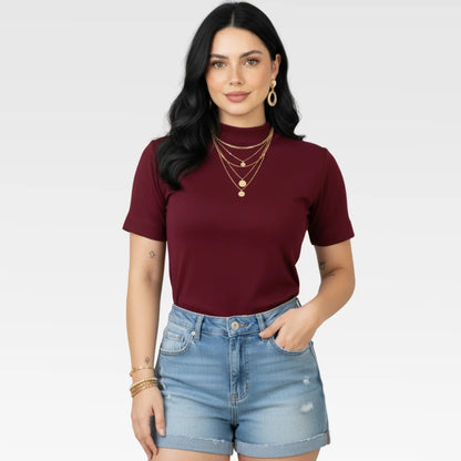 Kit 2 Blusas Camiseta Feminina T Shirt Gola Alta Inverno