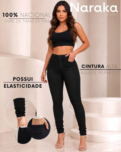 Calça Jeans Feminina Skinny Cintura Alta Levanta Bumbum