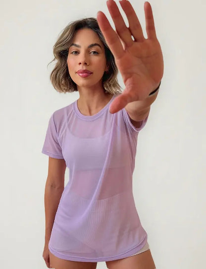 Blusa Tule Camiseta Feminina Academia Fitness
