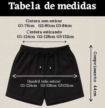 Kit 2 Shorts Feminino Alfaiataria Plus Size Elástico Linhão