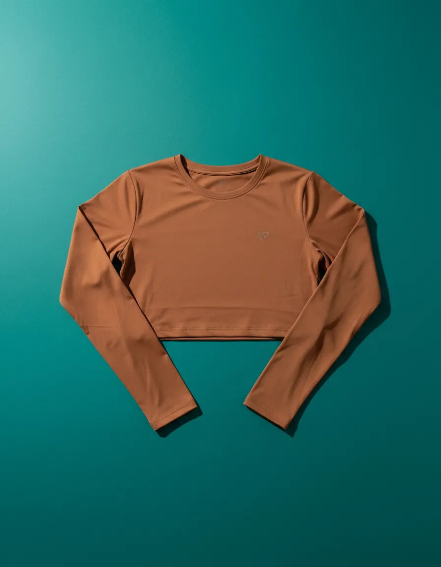 Cropped Feminina Poliamida Manga Longa Blusa Proteção Uv