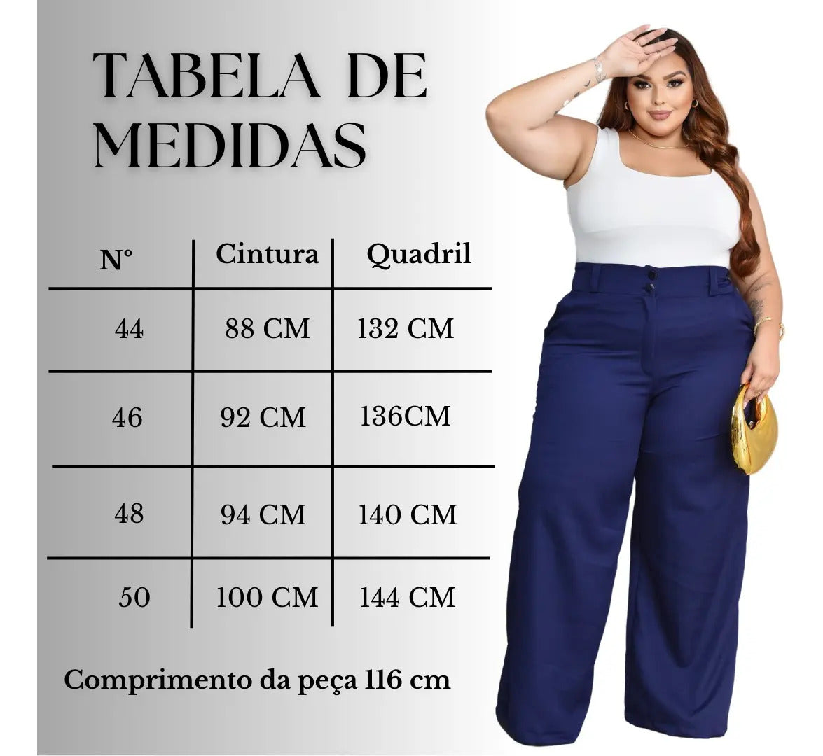 Calça Pantalona Alfaiataria Plus Size Feminina Premium