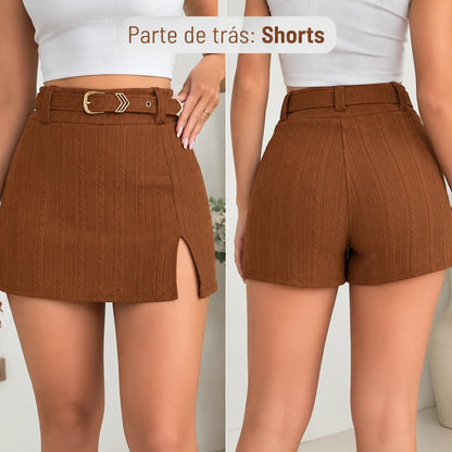 Short Saia Feminino Social Alfaiataria Cintura Alta
