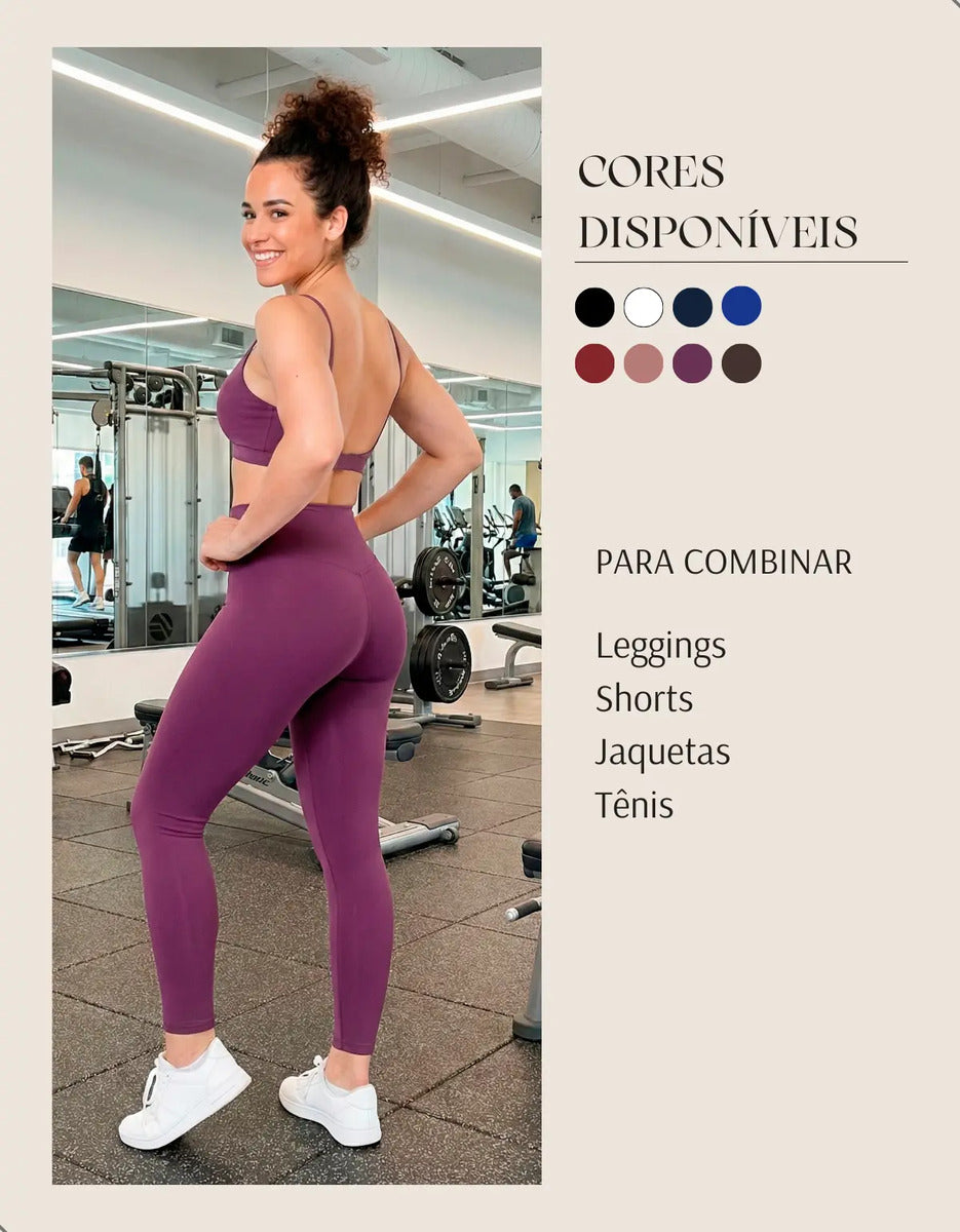 Top Fitness Academia Alça Fina Costa Aberta Feminino