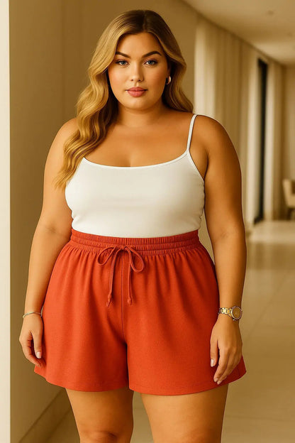 Shorts Plus Size Leve Feminino Cintura Alta