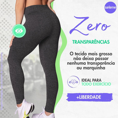 Calça Legging Zero Transparência Fitness Cintura Alta Selene