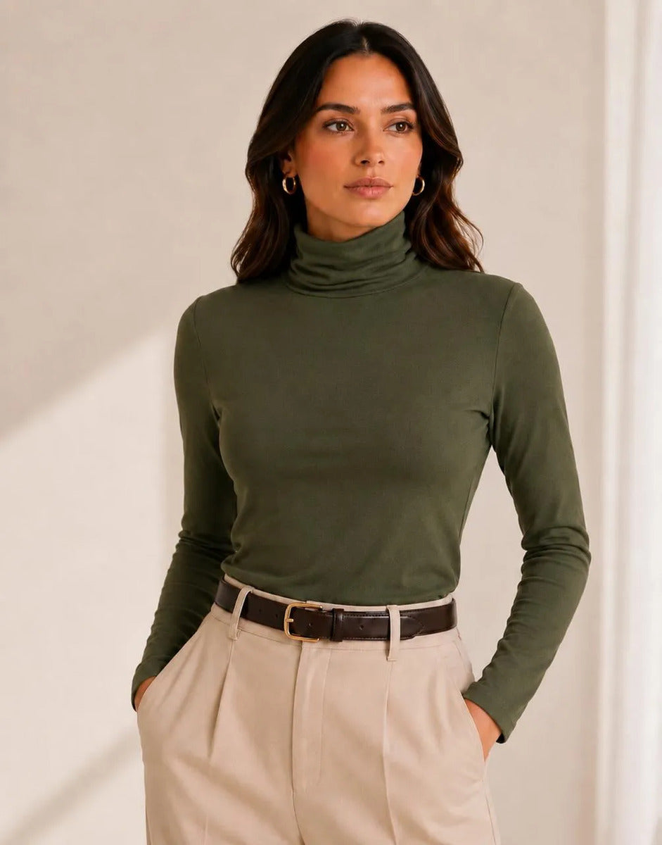 Blusa Cacharrel Feminina Inverno Gola Alta Viscolaycra Cores
