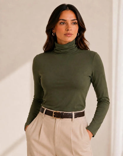 Blusa Cacharrel Feminina Inverno Gola Alta Viscolaycra Cores