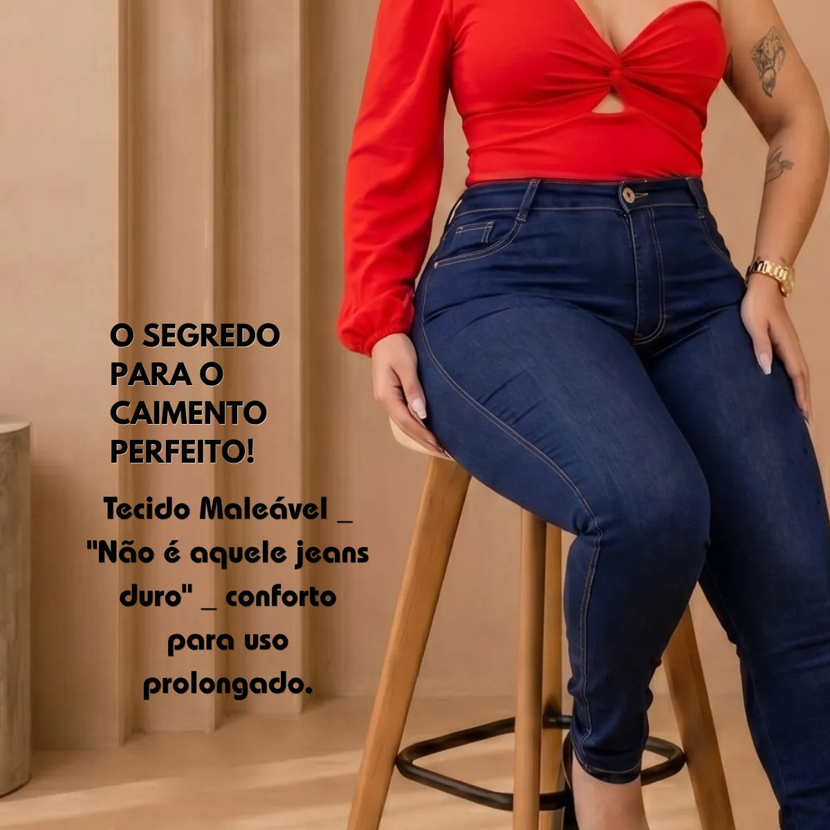 Calça Jeans Plus Size Cintura Alta Elastano Lycra Modeladora