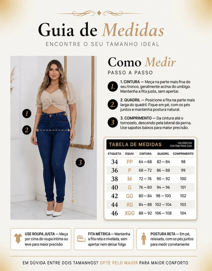 Calça Jeans Feminina Preta Skiny Cintura Alta Levanta Bumbum