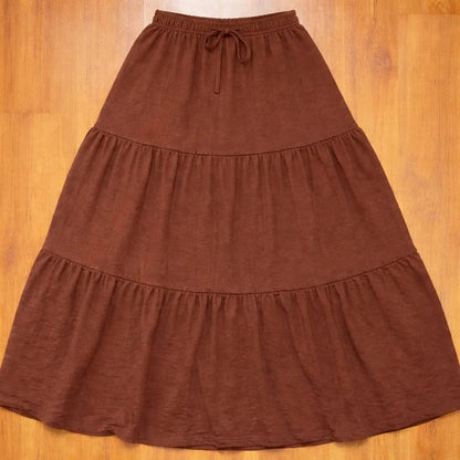 Saia Longa Com Babado Estica Bastante Veste 44 - 52 Elegante