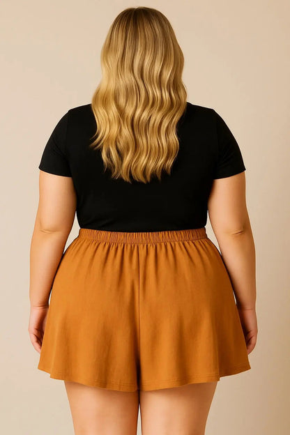 Shorts Plus Size Leve Feminino Cintura Alta