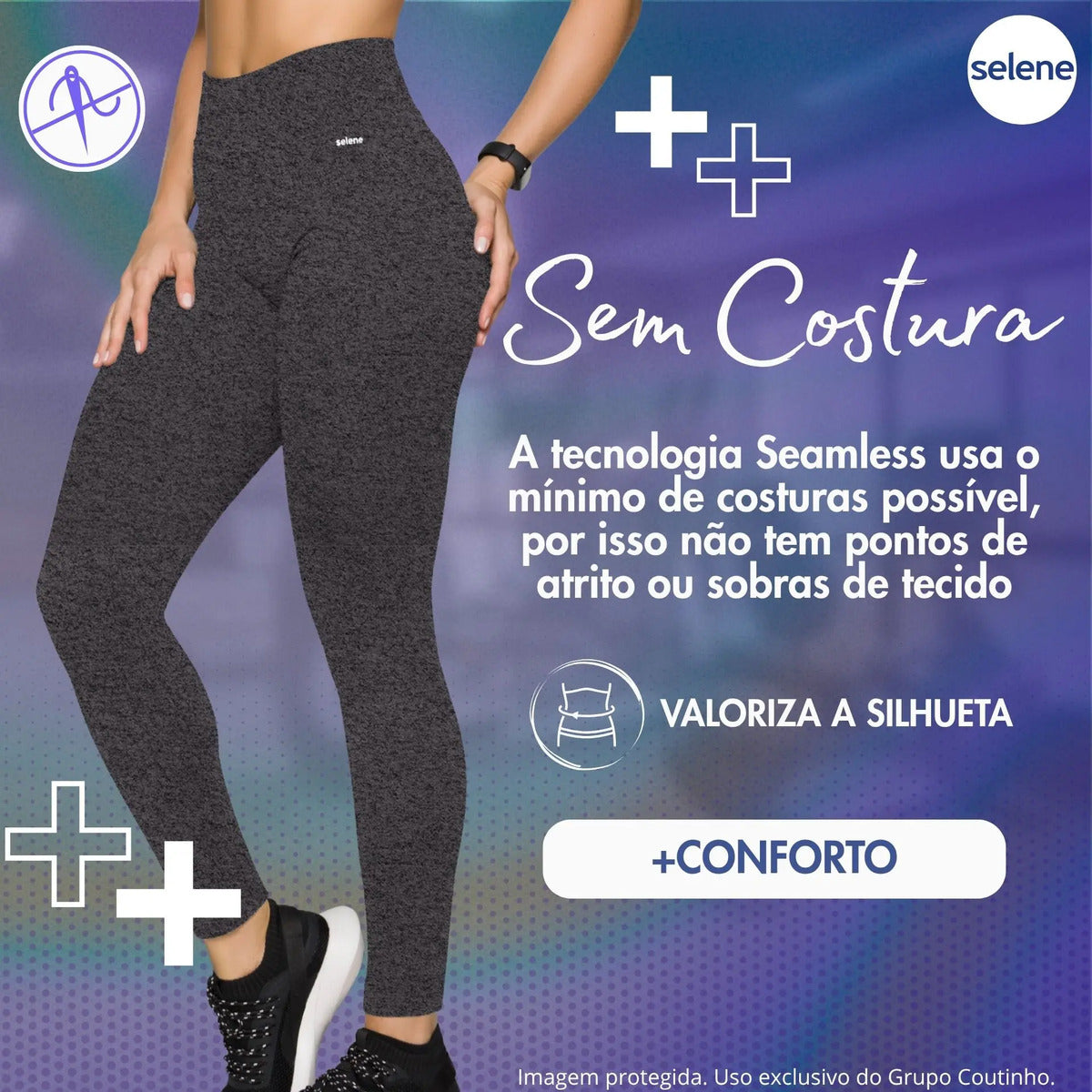 Calça Legging Zero Transparência Fitness Cintura Alta Selene
