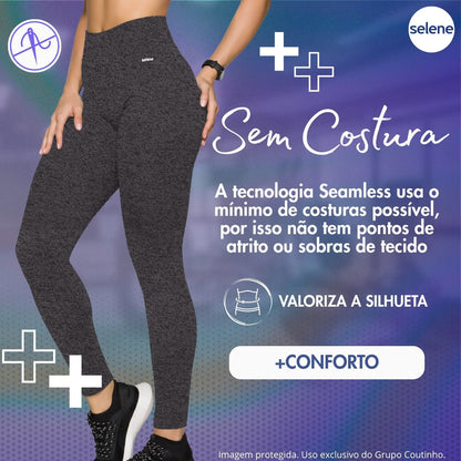 Calça Legging Zero Transparência Fitness Cintura Alta Selene