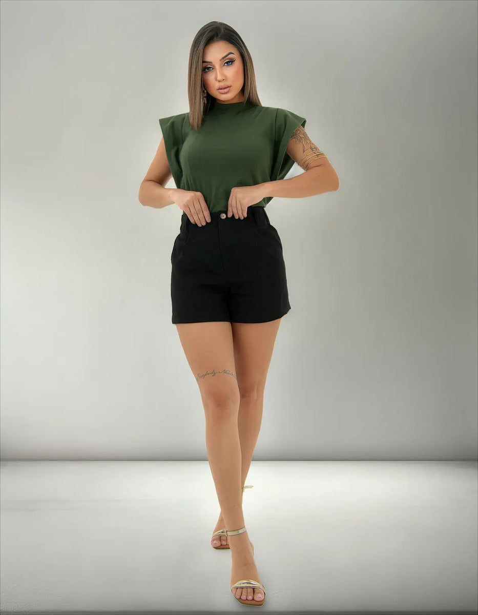 Blusa Feminina Social Manga Morcego Muscle Tee Luxo