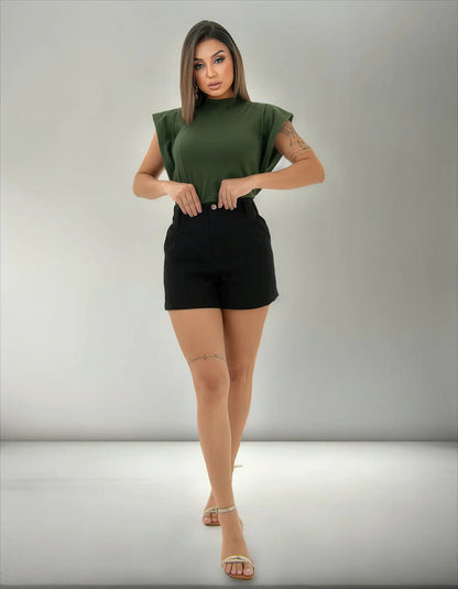 Blusa Feminina Social Manga Morcego Muscle Tee Luxo