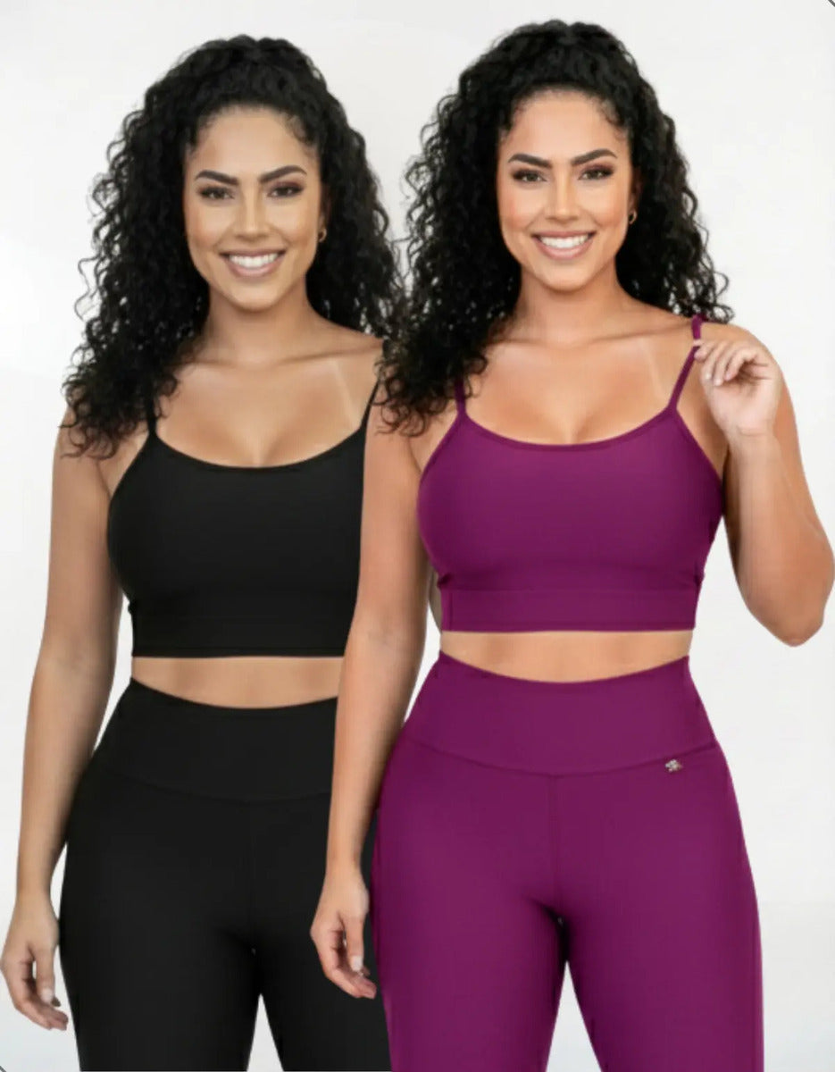 Kit-2 Top Alcinha Fina Academia Fitness C/ Bojo Suplex Power