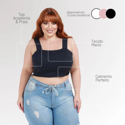 Top Plus Size Alça Larga Reforçado Feminino Modelador G4