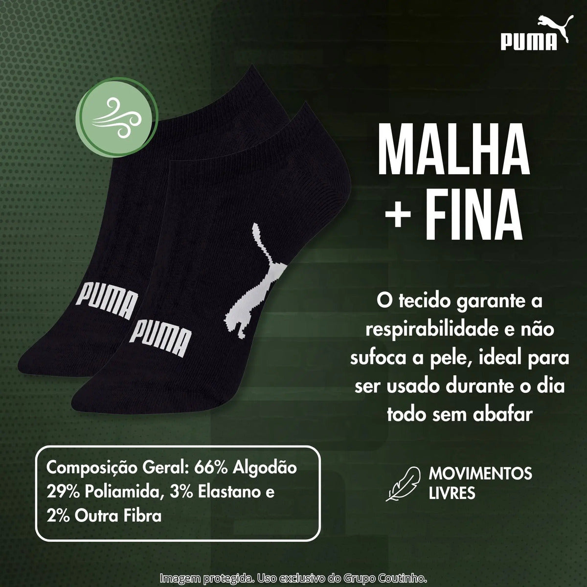 Kit 9 Pares Meias Invisível Puma Sapatilha Soquete Original