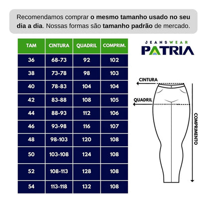 Calça Jeans Feminina Cós Alto Empina Bumbum Patria Brasil