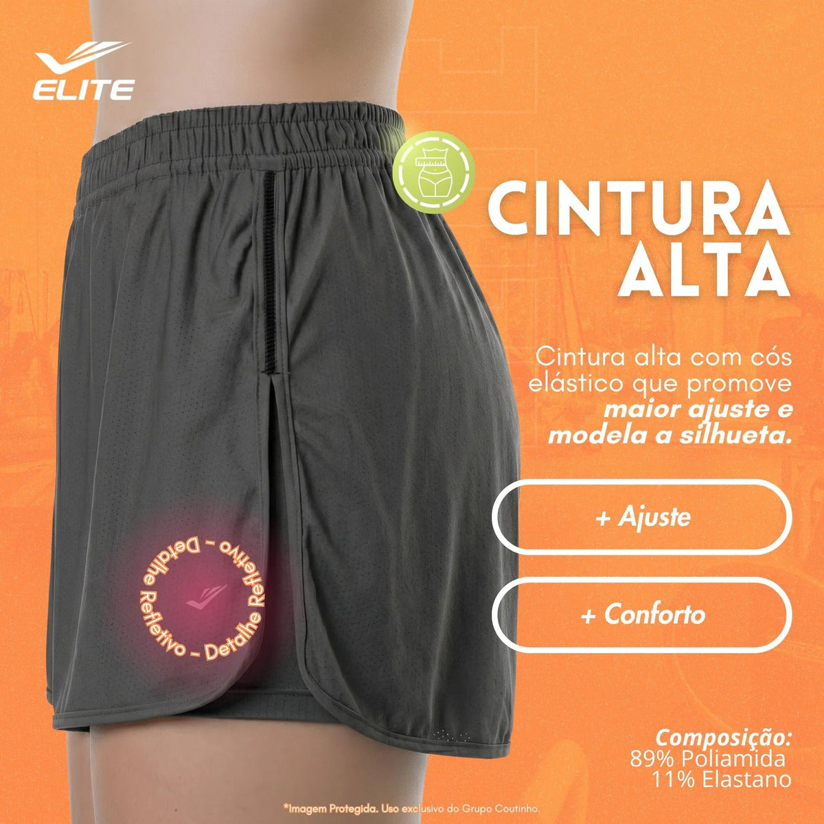 Short Feminino Academia Saia Fitness Corrida Poliamida Elite