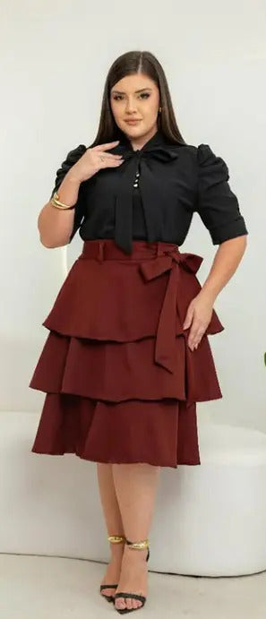 Blusa Camisa Social Romântica Laço E Botões De Pérola Manga