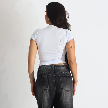 Kit 3 Blusa Baby Tee Justa Ao Corpo Alta Elásticidade Moda